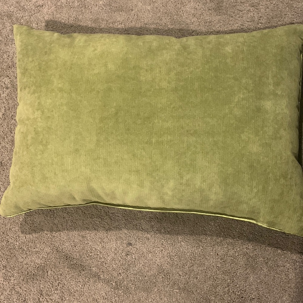 Green accent pillow